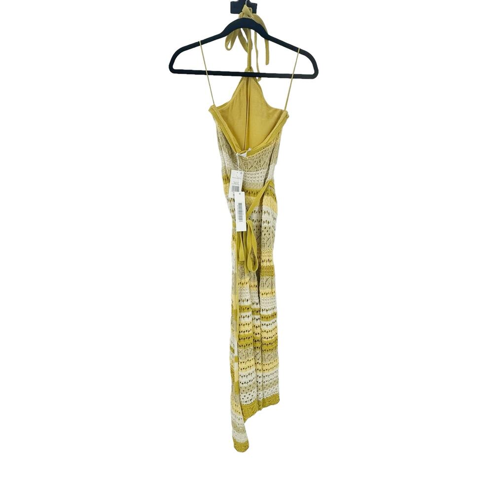 Jonathan Simkhai Midi Dress Halter Neck Marigold Strip Multi Size XS NWT - Picture 7 of 11